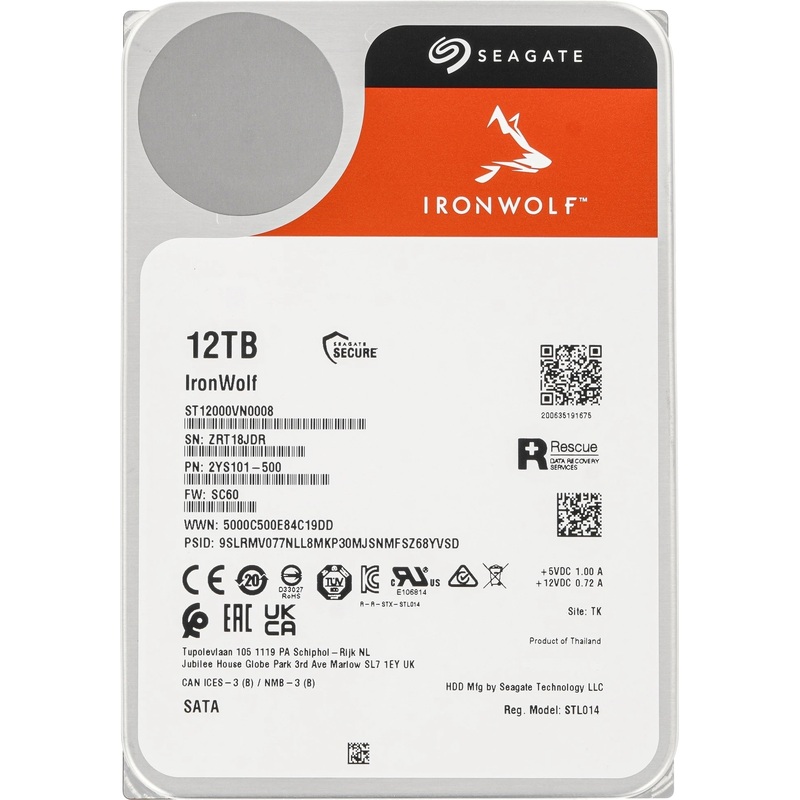 Изображение товара Жёсткий диск Seagate 12 ТБ SATA 3.5 дюйма для NAS и серверов