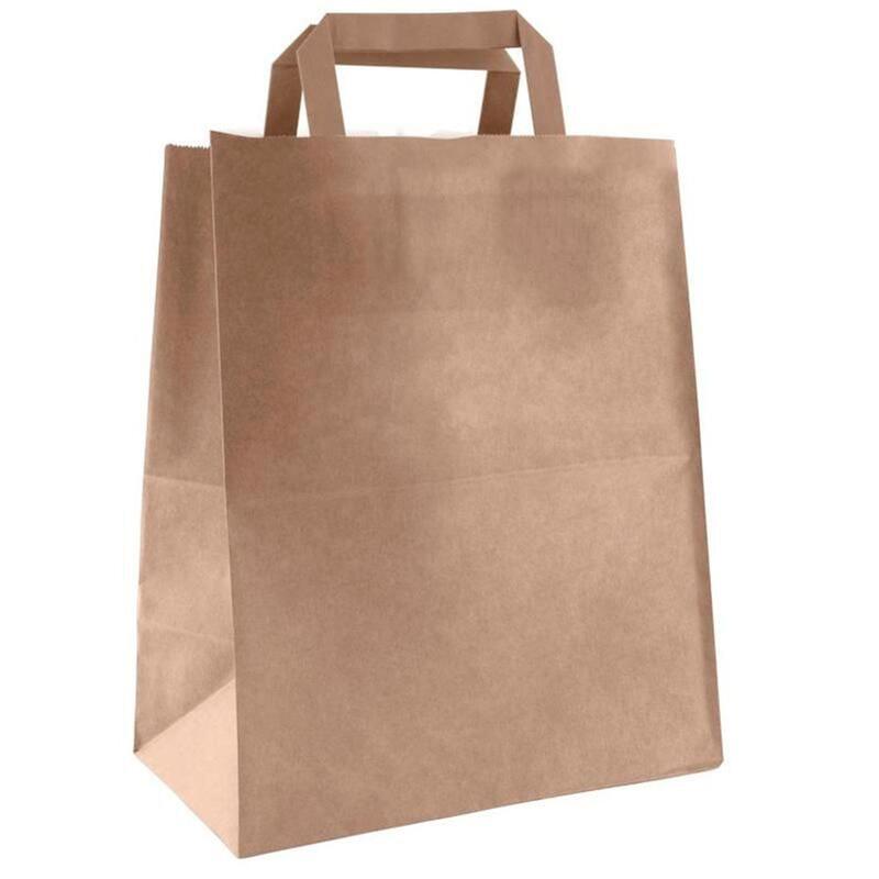Изображение товара Уценка крафт-пакет бумажный с плоскими ручками 320x200x320 мм