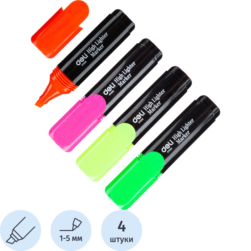Изображение товара Набор текстовыделителей Deli Delight (толщина линии 1-5 мм, 4 цвета)