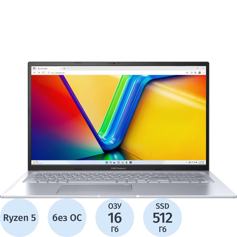 Изображение товара Ноутбук Asus VivoBook 17X M3704YA-AU161 17.3 SSD 16 ГБ без ОС серебристый