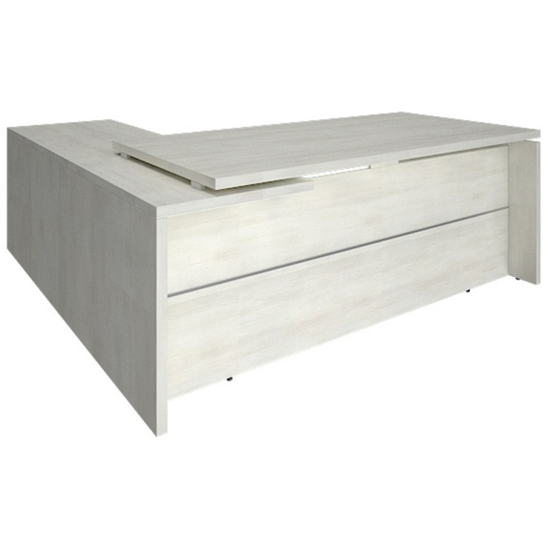 Изображение товара Стол руководителя угловой Yalta с приставкой правый (снежная патина, 2000х2000х750 мм)