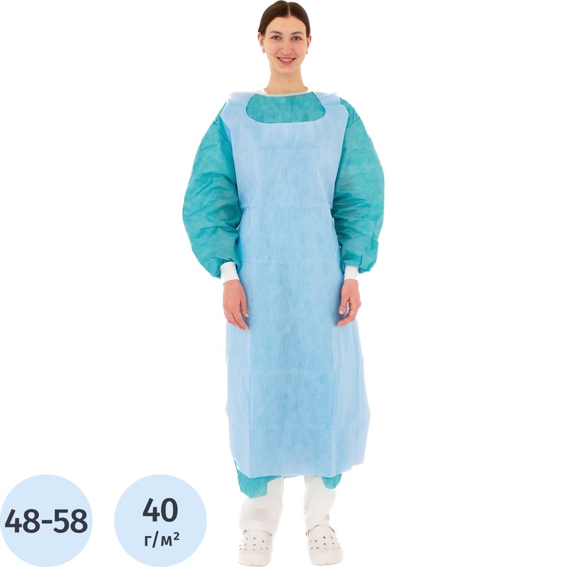 Изображение товара Одноразовый голубой хирургический фартук Гекса 110x70 см 10 штук