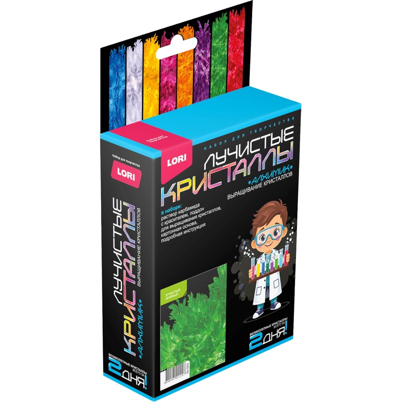 Изображение товара Набор химических опытов Lori Алхимик Лучистые кристаллы Зелёный кристалл