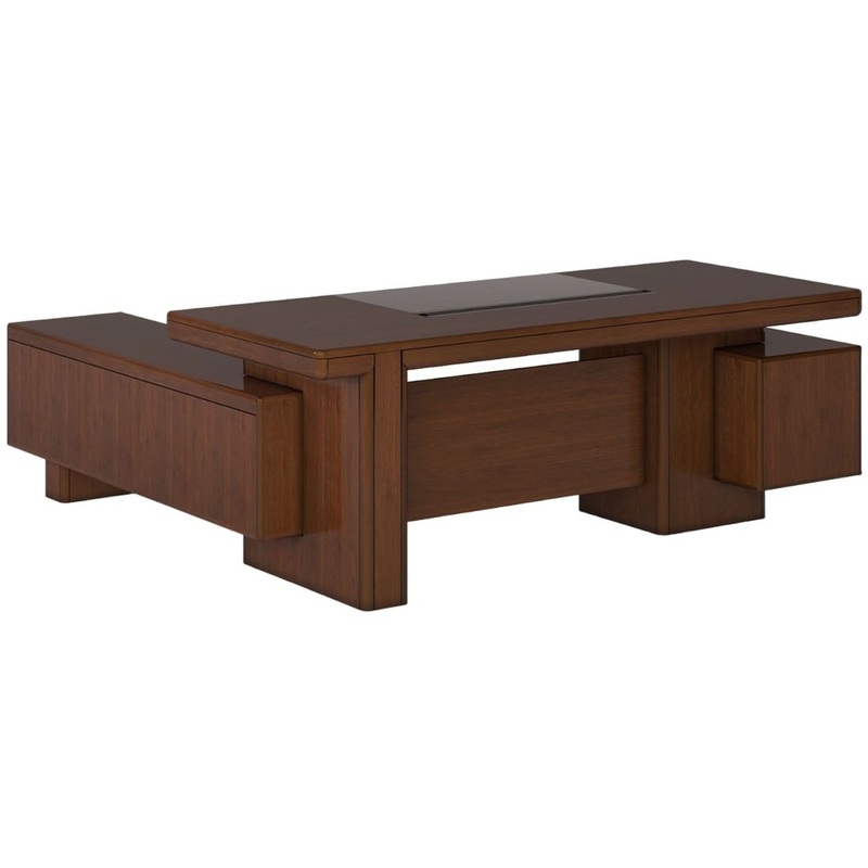 Изображение товара Стол руководителя эргономичный R203 R с правой тумбой из американского ореха