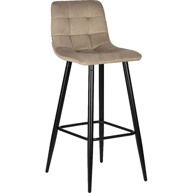Изображение товара Барный стул Dobrin Nicole бежевый/чёрный из велюра и металла