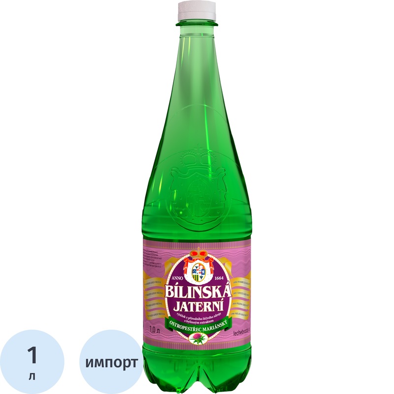 Изображение товара Минеральная лечебно-столовая вода Bilinska Kyselka Ятерни 1л негазированная