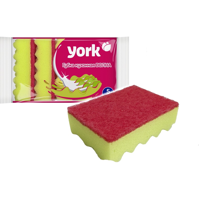 Изображение товара Губки для посуды York Волна поролон 10x7 см с абразивным слоем (5 штук в упаковке) Изображение товара Губки для посуды York Волна поролон 10x7 см с абразивным слоем (5 штук в упаковке)