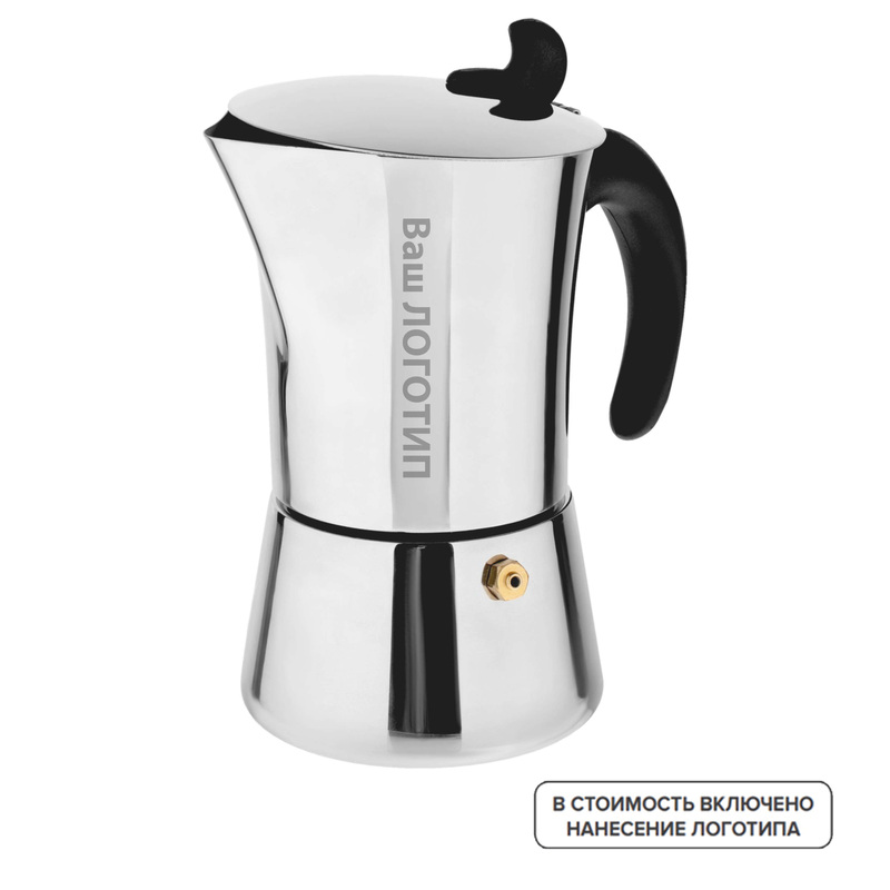 Изображение товара Гейзерная кофеварка Verona 240 мл с индивидуальной гравировкой, серебристая