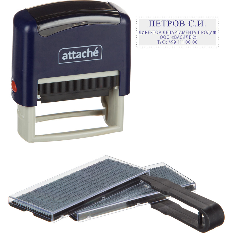 Изображение товара Самонаборный штамп Attache 8052 пластиковый для 4 строк текста 48x18 мм