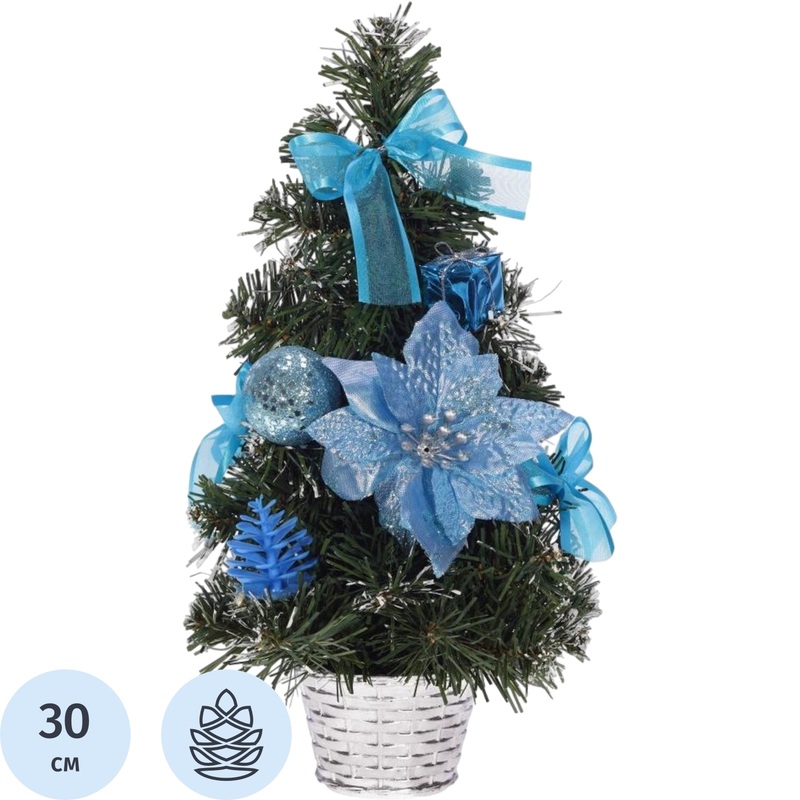 Изображение товара Ёлка искусственная новогодняя настольная с украшениями 30 см