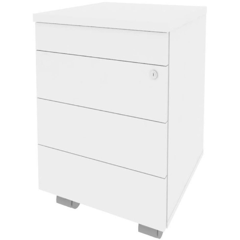 Изображение товара Тумба подкатная Onix O.ТМ-3TIP с центральным замком (белый бриллиант, 432х460х633 мм, 3 ящика)