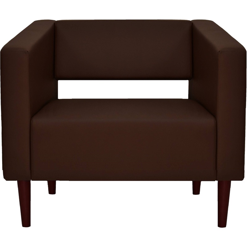 Изображение товара Кресло Ретро Р-1 коричневое из экокожи с деревянными опорами