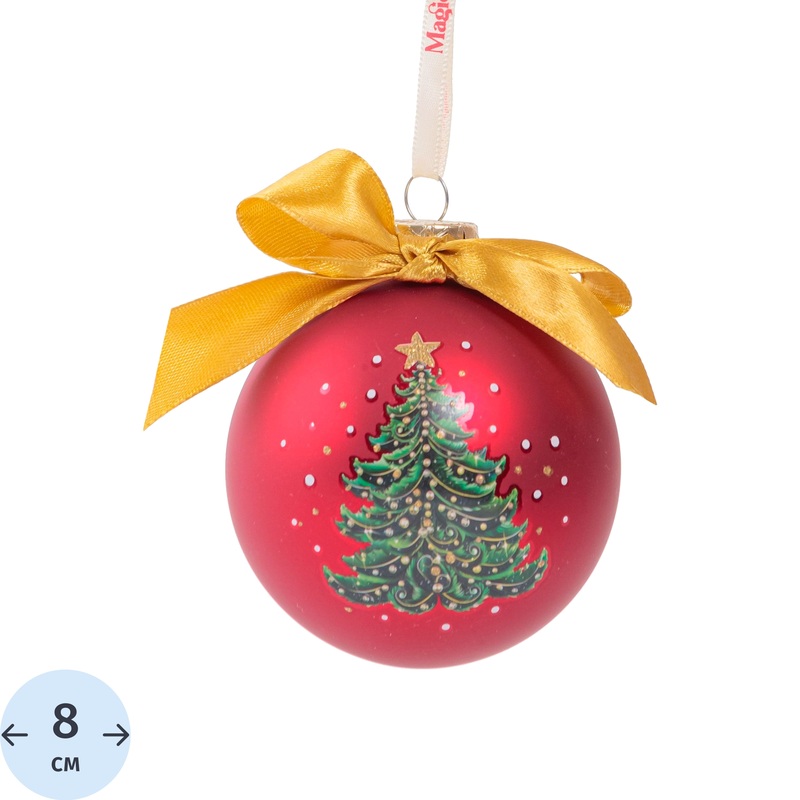 Изображение товара Новогодний стеклянный шар Magic Time красный и зелёный 8 см