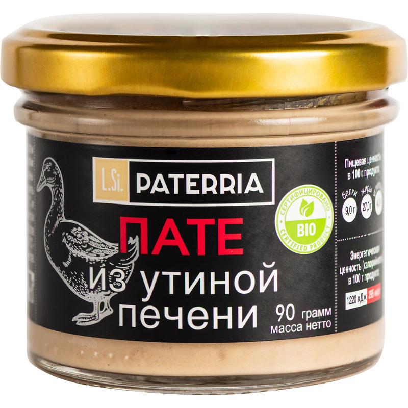 Изображение товара Паштет из утиной печени Патеррия 90 г - деликатес с насыщенным вкусом и длительным сроком хранения