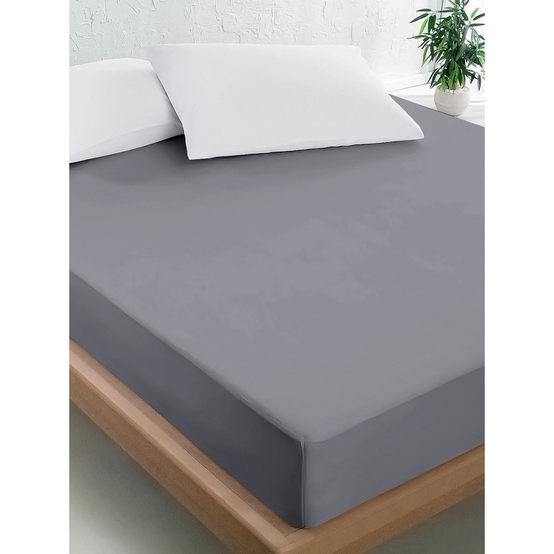 Изображение товара Простыня на резинке Bravo 160x200x25 см поплин 115 г/кв.м пепельная