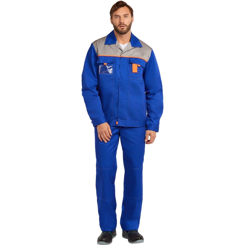Изображение товара Костюм рабочий летний мужской л10-КПК васильковый серый 56-58 рост 194-200