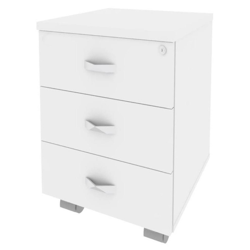 Изображение товара Тумба подкатная Onix O.ТМ-3 белый бриллиант с 3 ящиками и центральным замком