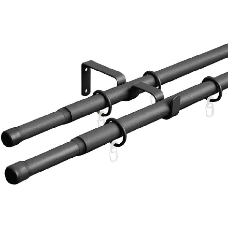 Изображение товара Двухрядный телескопический карниз 56.551 черный матовый 160-300 см