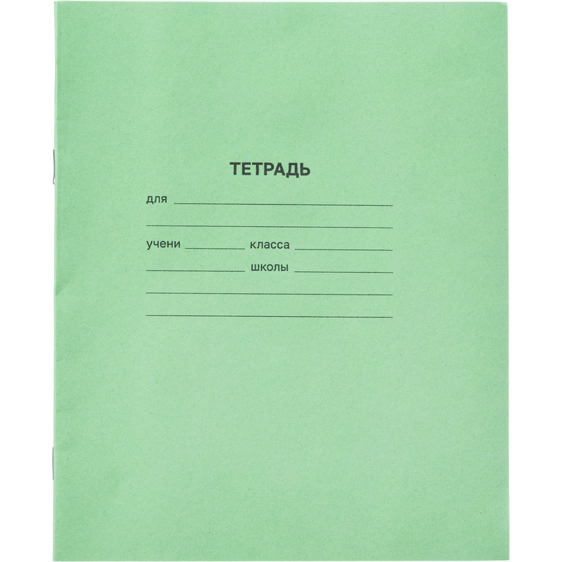Изображение товара Тетрадь школьная зеленая А5 12 листов в крупную клетку (20 штук в упаковке)