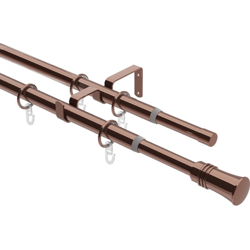 Изображение товара Карниз для штор двухрядный телескопический коньяк (160-300 см)