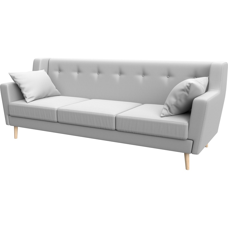 Изображение товара Трёхместный диван Horeca Брайтон 3 белый из экокожи для кухни