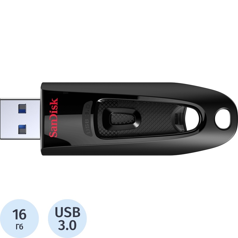 Изображение товара Флешка USB 3.0 16 ГБ SanDisk выдвижной корпус надежное хранение данных