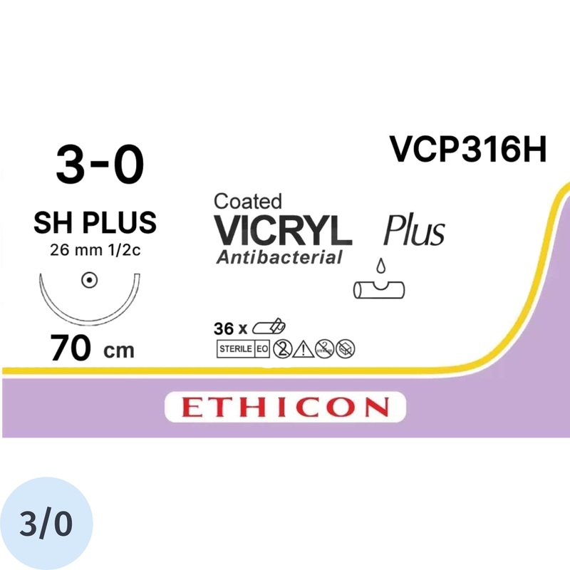 Изображение товара Хирургический рассасывающийся шов Ethicon Викрил Плюс USP 3/0 фиолетовый, 36 штук