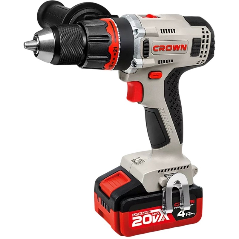 Изображение товара Аккумуляторная дрель-шуруповёрт Crown CT21090HMX-4 BMC 20 В 4 Ач кейс