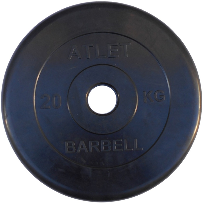 Изображение товара Диск обрезиненный для штанги Barbell Atlet 20 кг чёрный