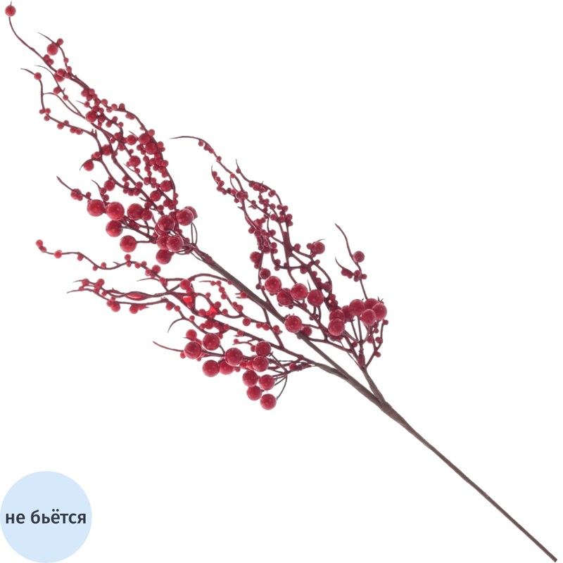 Изображение товара Новогоднее украшение ветка 63 см красный для ёлки декоративное