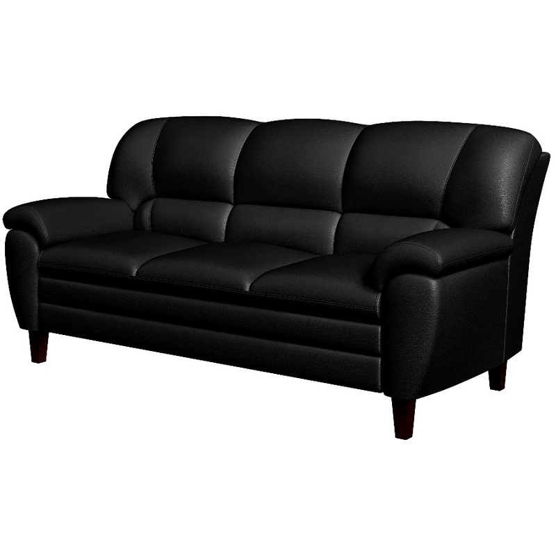 Изображение товара Трехместный диван Bayu черный из искусственной кожи классика для офиса и гостиной