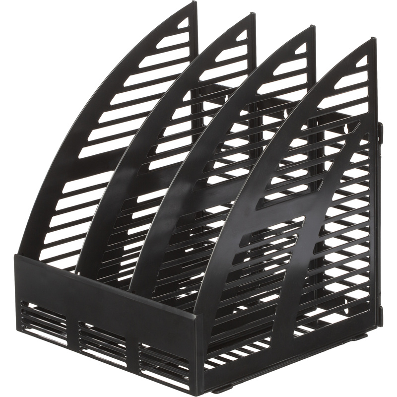 Изображение товара Вертикальный пластиковый лоток для бумаг 240 мм Attache 3 отделения черный