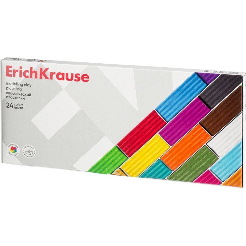Изображение товара Пластилин классический Erich Krause 24 цвета 384 г для лепки моделирования