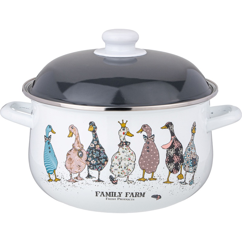 Изображение товара Кастрюля AGNESS FAMILY FARM 5 л эмалированная сталь с крышкой и ручками