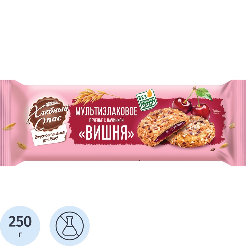 Изображение товара Сдобное печенье Хлебный спас Мультизлаковое с вишней 250 г Изображение товара Сдобное печенье Хлебный спас Мультизлаковое с вишней 250 г
