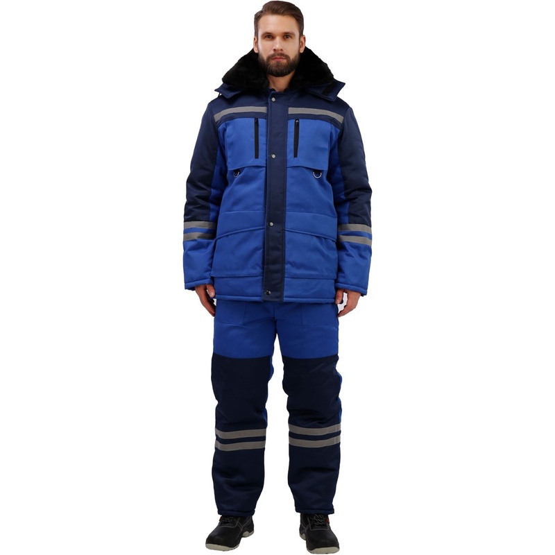 Изображение товара Костюм рабочий зимний мужской з03-КПК с СОП васильковый/синий (размер 56-58, рост 194-200)