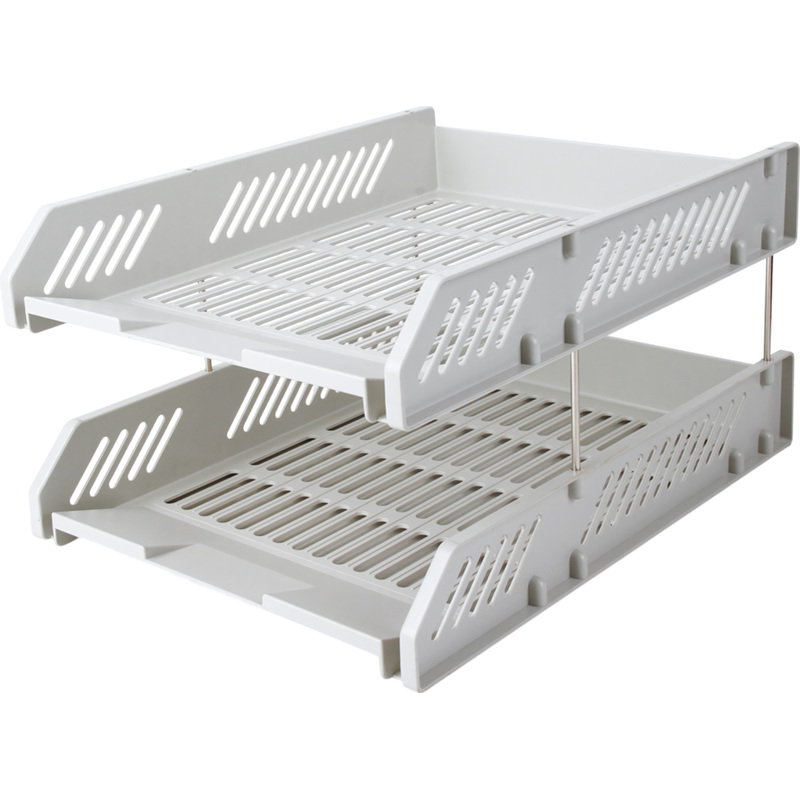 Изображение товара Горизонтальный пластиковый лоток для бумаг Deli 2 секции формат А4 серый