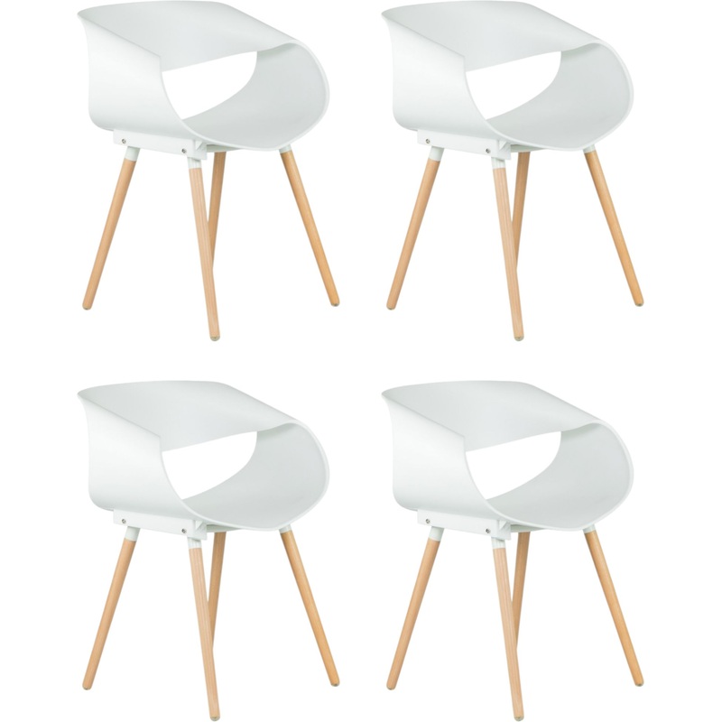 Изображение товара Стул обеденный DOBRIN ALIEN белый/светлый бук (полипропилен, 4 штуки в упаковке)