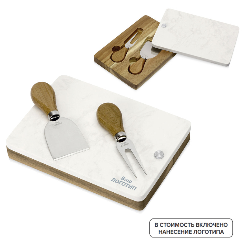 Изображение товара Подарочный набор Fontina с гравировкой из искусственного мрамора и акации