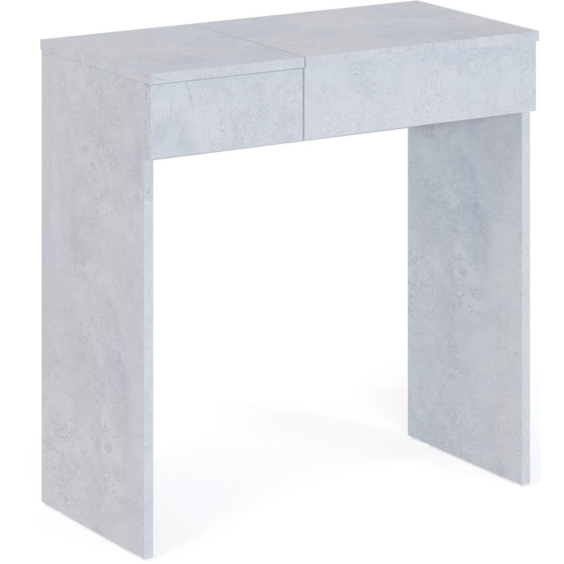 Изображение товара Раскладной стол СП-22 бетон 724х356х740 мм с зеркалом и ящиком