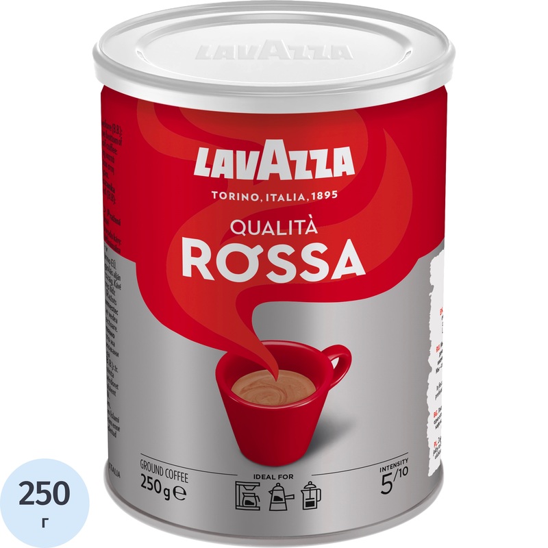 Изображение товара Кофе молотый Lavazza Rossa 250 г в железной банке Итальянский кофе