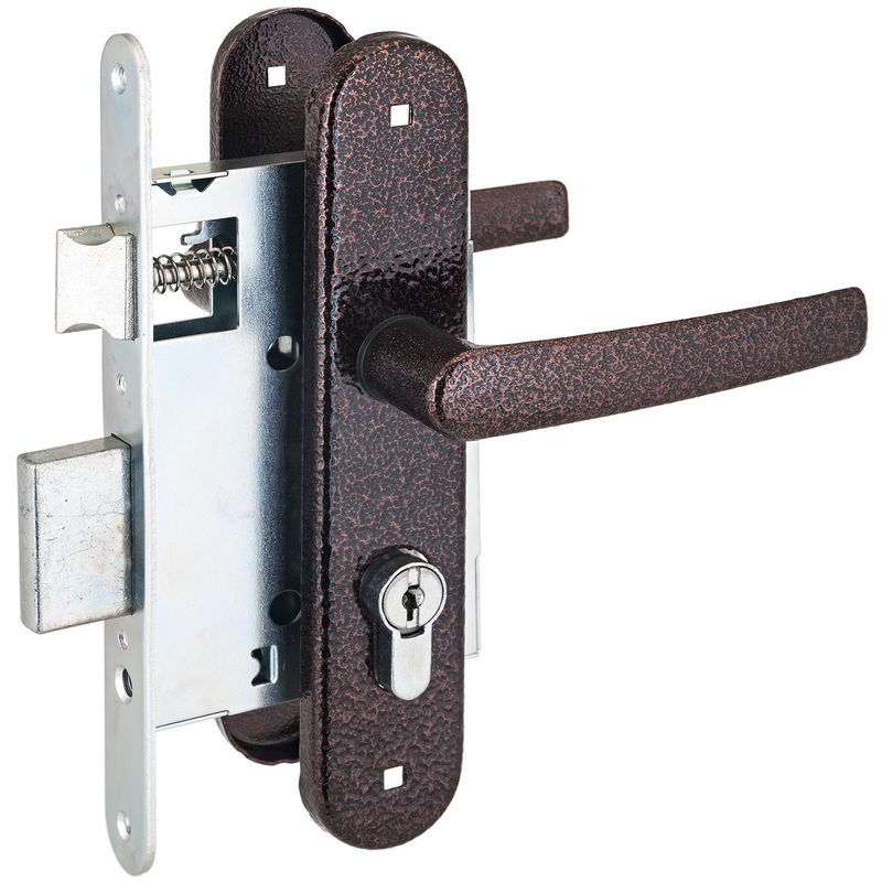 Изображение товара Врезной замок Птимаш ЗВ4-3.08 медный цилиндровый для деревянных дверей