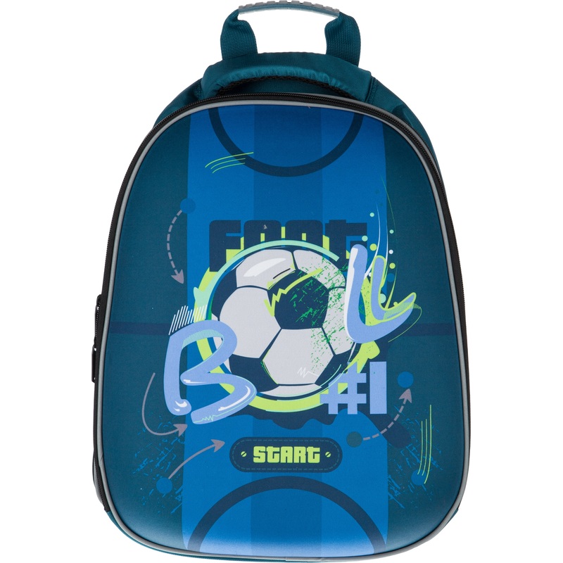 Изображение товара Школьный ранец Комус Класс Easy Football анатомический синий для мальчиков