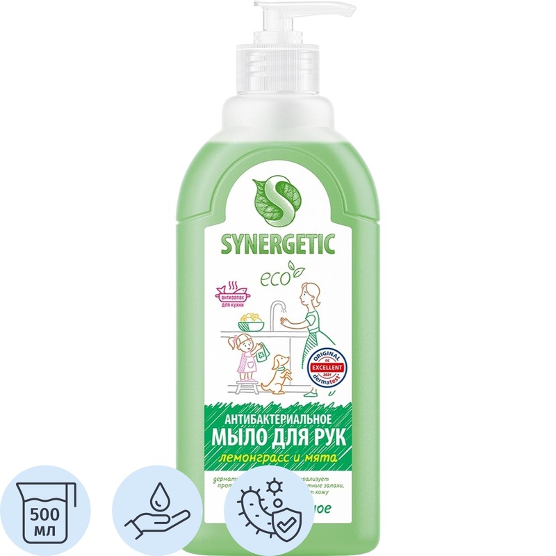 Изображение товара Жидкое мыло Synergetic Лемонграсс и мята 500 мл