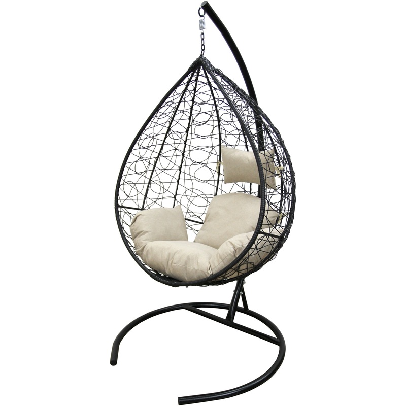 Изображение товара Кресло подвесное Сфера бежевый/черный 1070x1080x1970 мм для отдыха дома и на улице