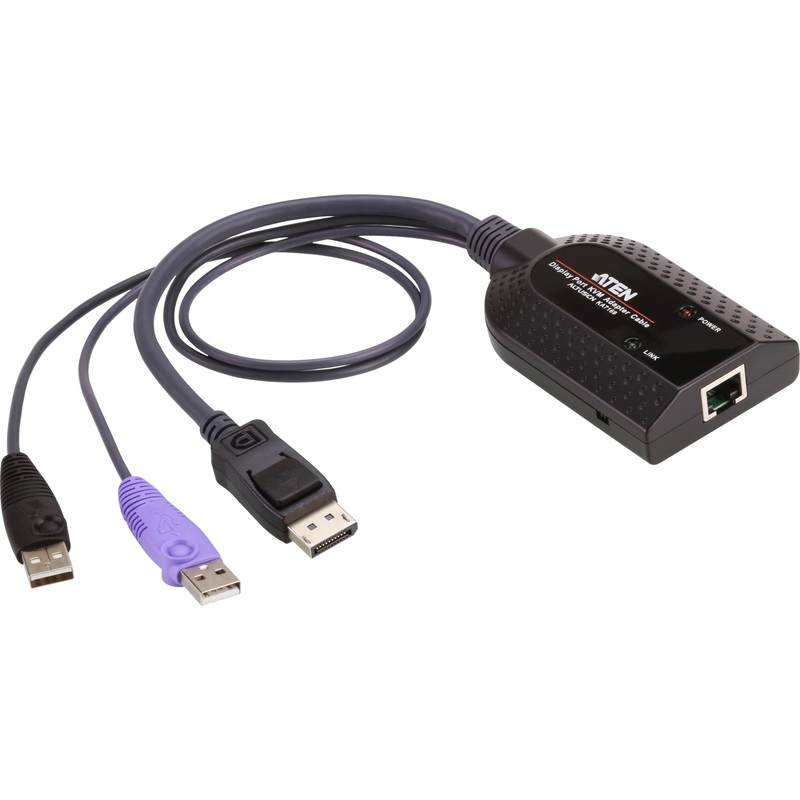 Изображение товара Кабельный адаптер KVM Aten KA7169 с DisplayPort USB и RJ-45 для установки серверов