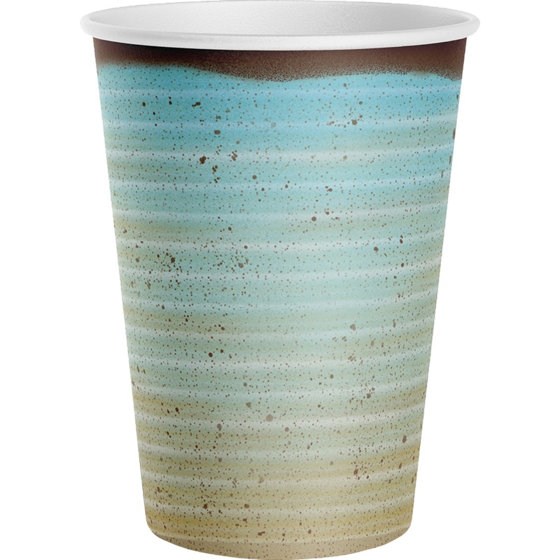 Изображение товара Набор стаканов одноразовых Империя Поздравлений Голубая керамика 250 мл (6 штук в упаковке)