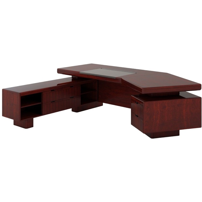 Изображение товара Стол руководителя Mux R206 L с тумбой левый в цвете палисандр