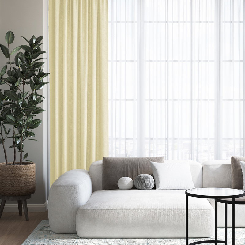 Изображение товара Штора Волшебная ночь Блэкаут ванильная 150x270 см, бархатная ткань