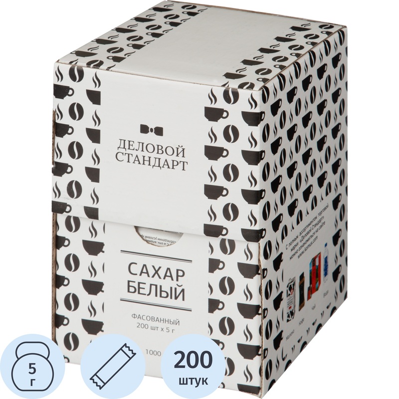 Изображение товара Сахар порционный Деловой Стандарт в стиках 5 г 200 шт